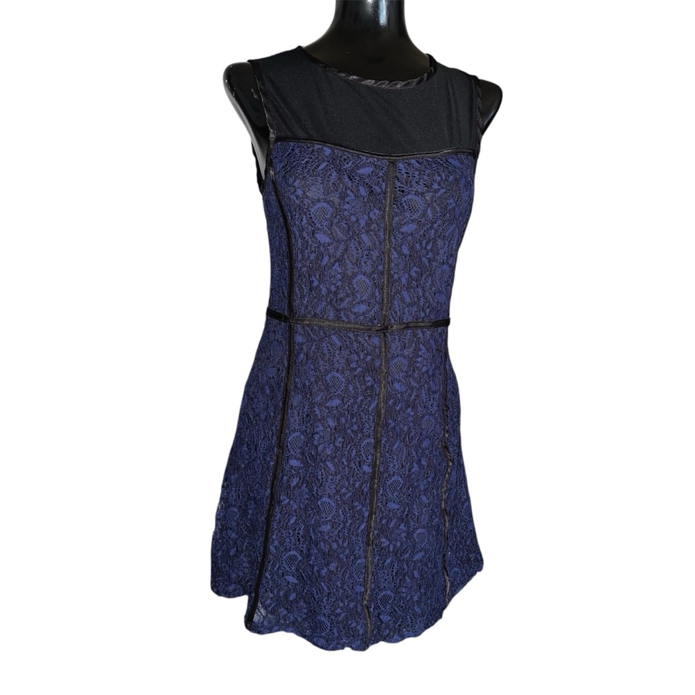 Forever 21 Black and Blue Lace Mini Dress  Sz M